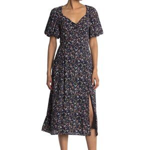 ASTR the Label Floral Bubble Sleeve Sweetheart Slit Dress Color Size L